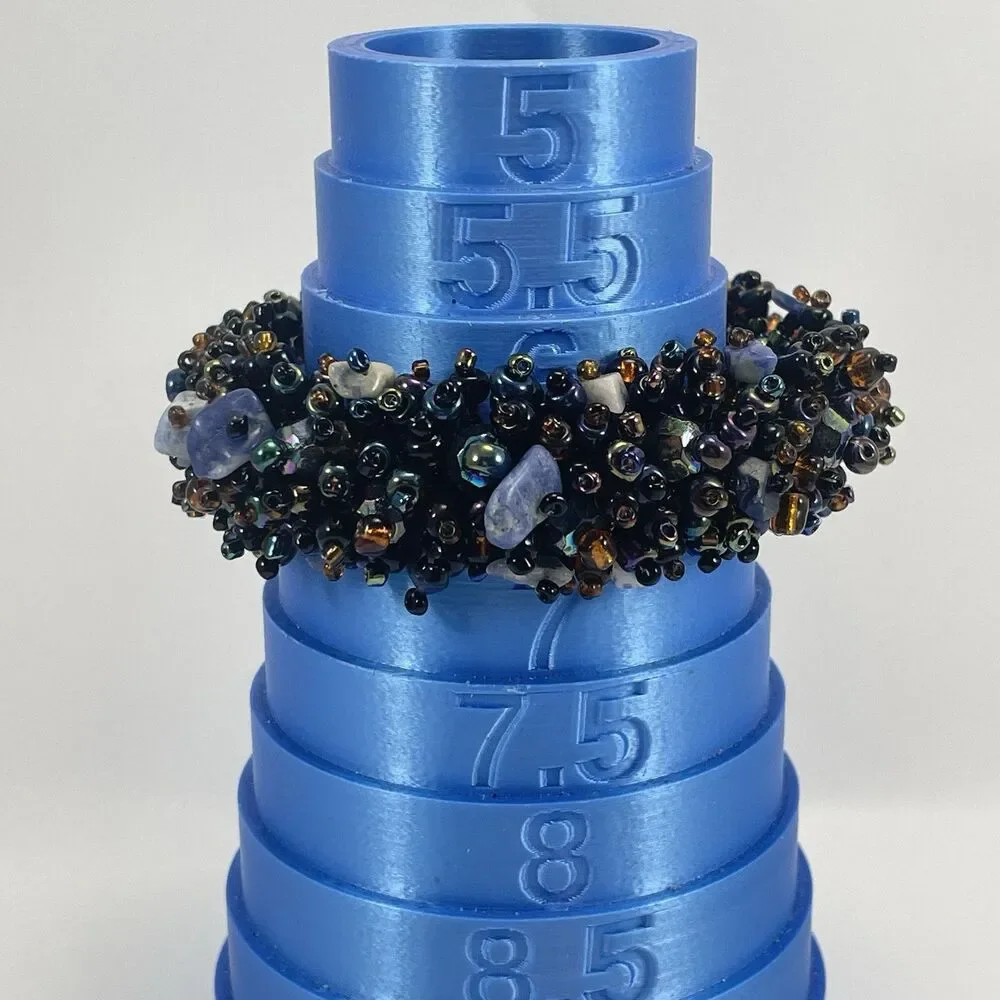 Statement Chunky Seed Bead Sodalite Stone Chips Stretch Boho Bracelet 6.5”